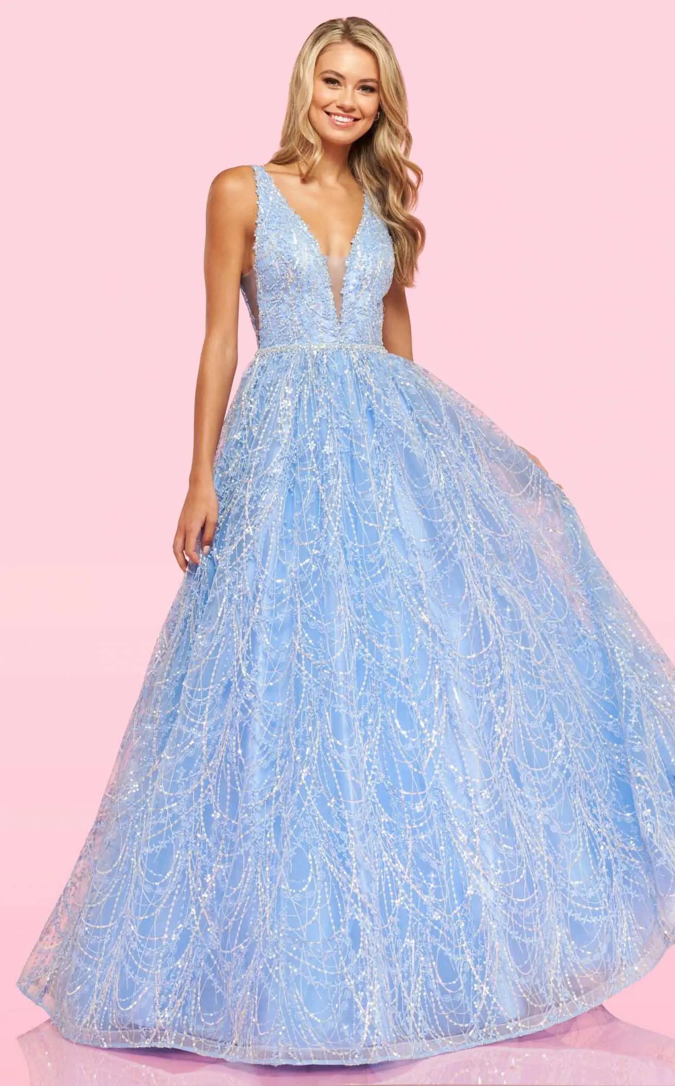 Model wearing a Sherri Hill gown