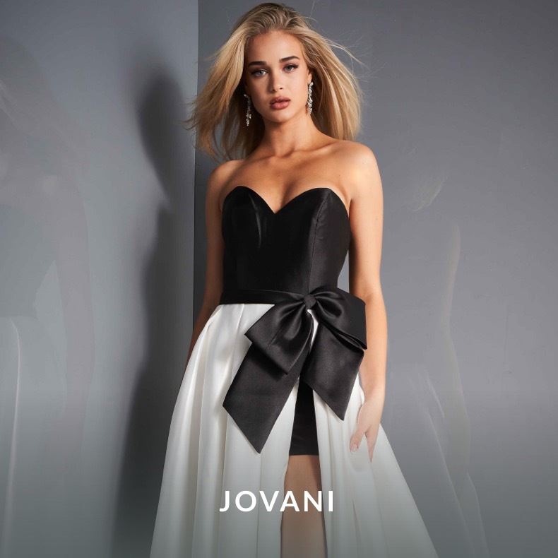 Model wearing a Jovani gown