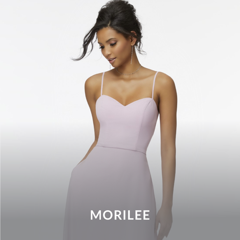 Model wearing a Morilee gown