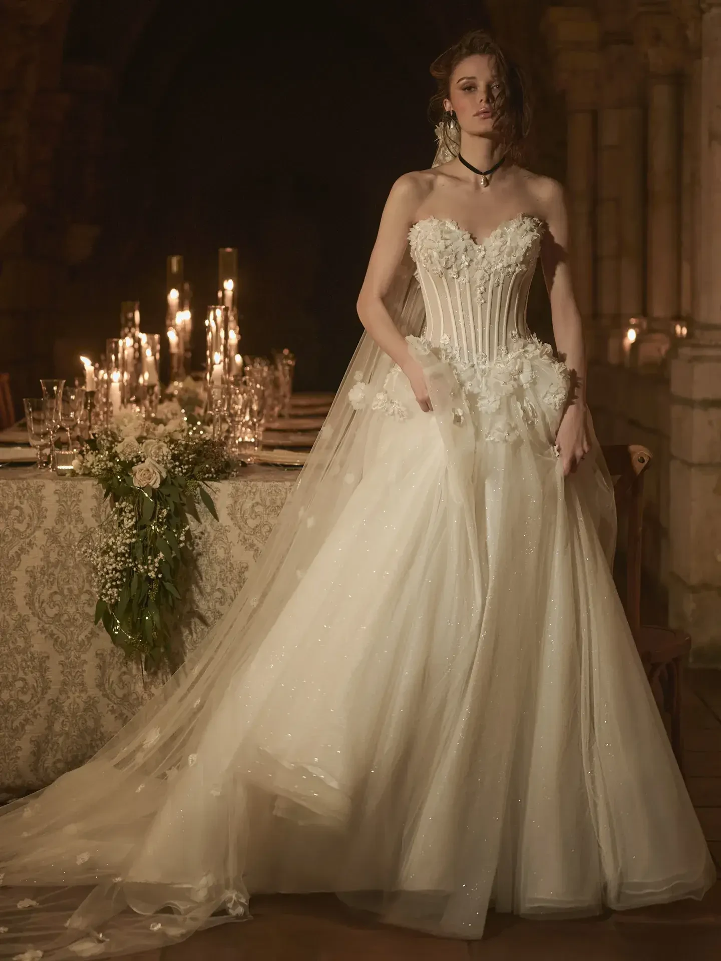 Model wearing a Sottero and Midgley white wedding gown