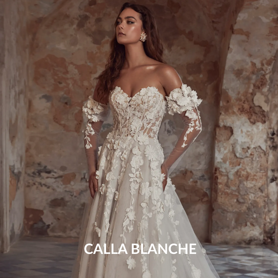 Model wearing a Calla Blanche gown