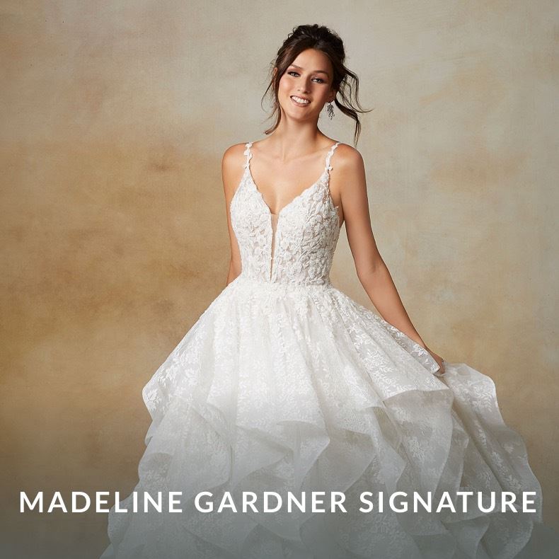 Model wearing a Madeline Gardner Signature gown