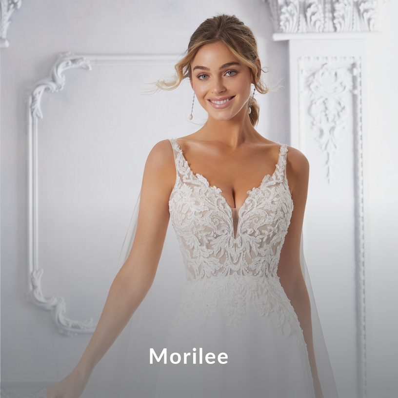 Model wearing a Morilee gown
