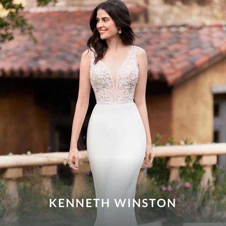 Model wearing a Kenneth Winston gown